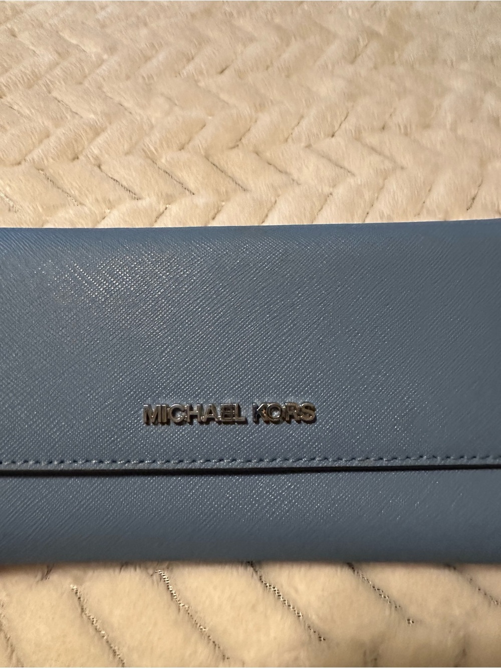 Michael Kors Light Blue Jet Set Trifold Wallet